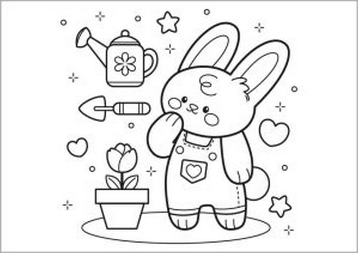 Tranh tô màu con thỏ dễ thương số 23
