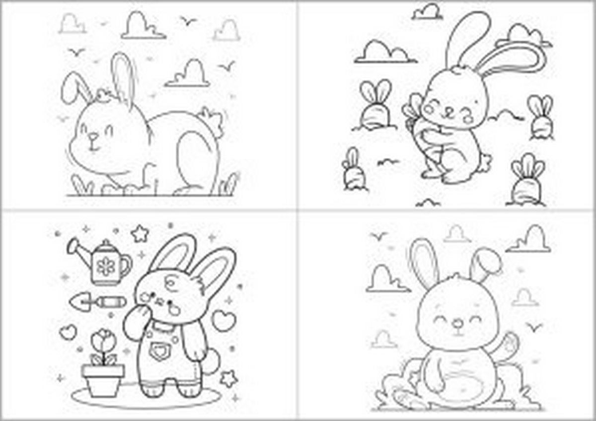 Tranh tô màu con thỏ đơn giản số 28