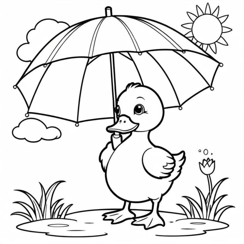 Tranh tô màu con vịt 3