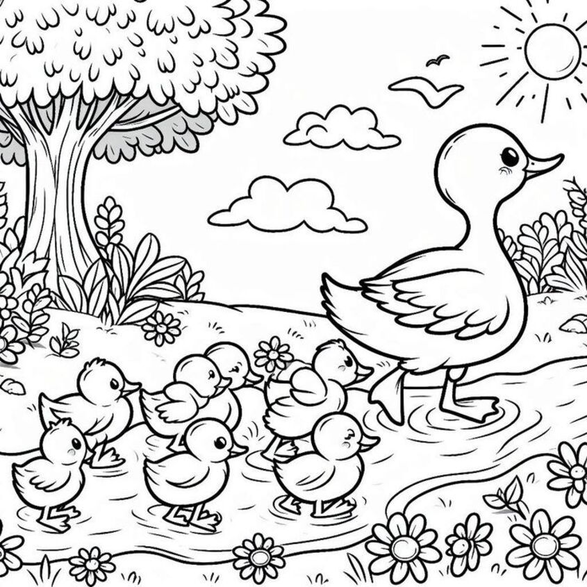Tranh tô màu con vịt 19