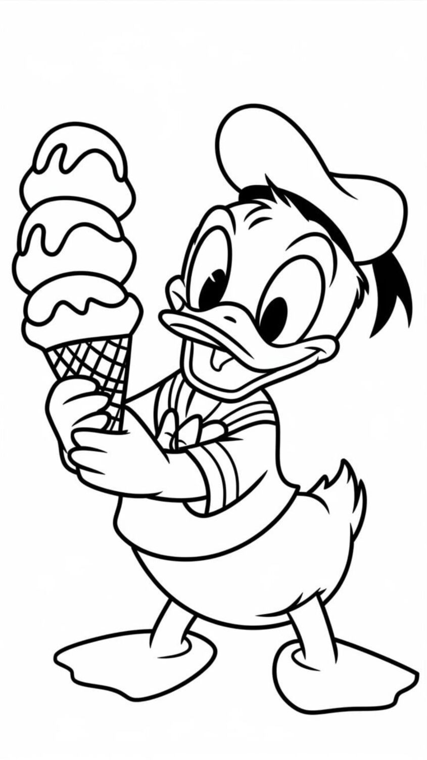 Tranh tô màu vịt Donald 1