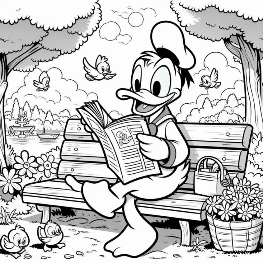 Tranh tô màu vịt Donald 13