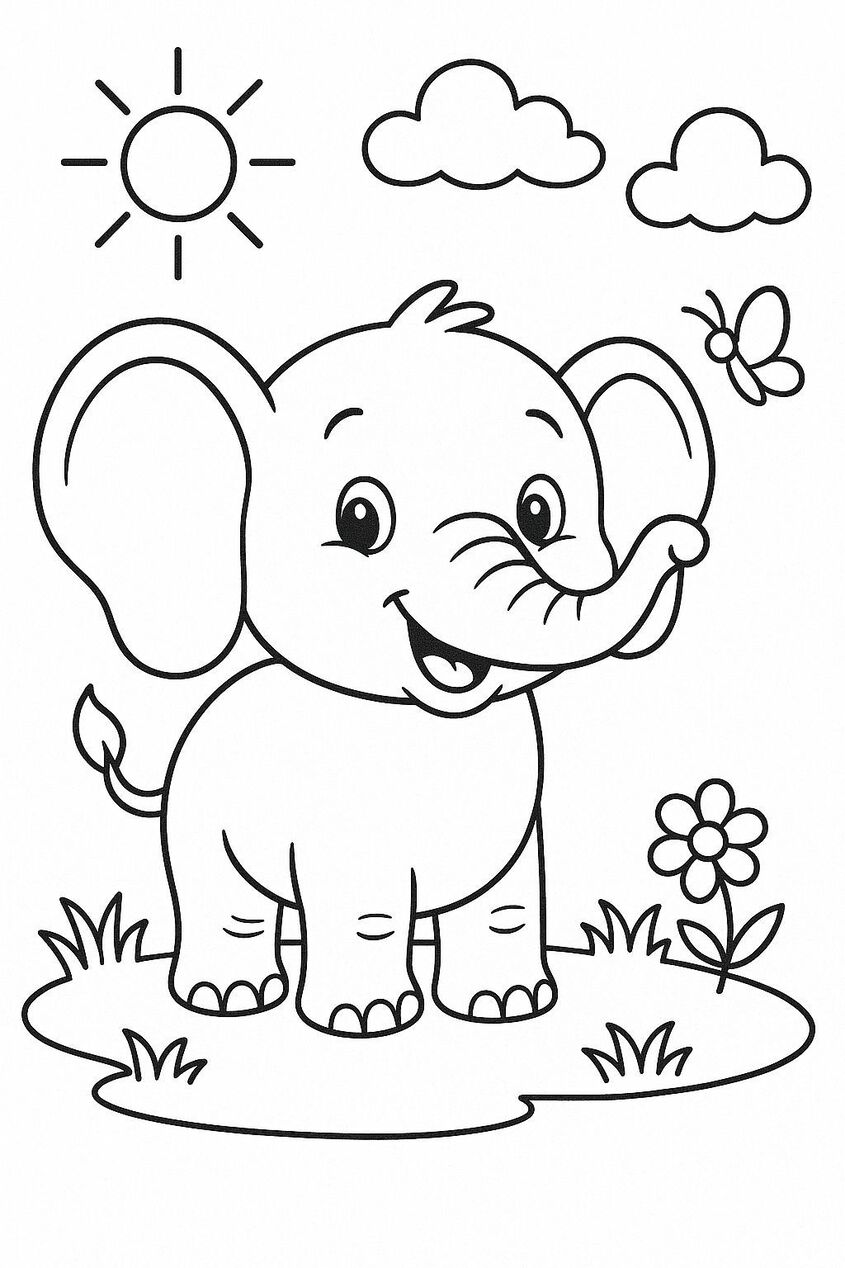 Tranh tô màu con voi 8