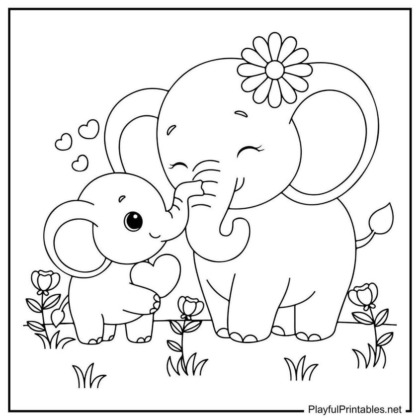 Tranh tô màu con voi 1