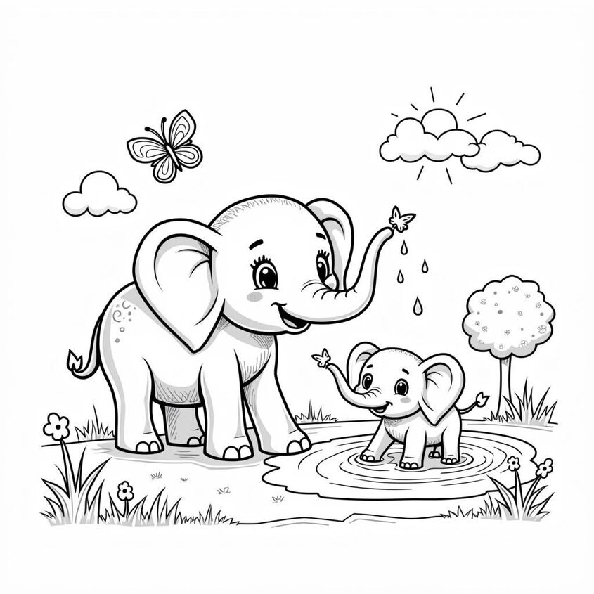 Tranh tô màu con voi 2