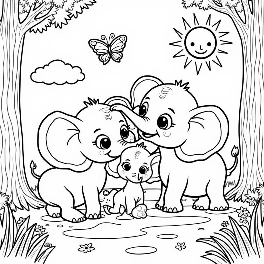 Tranh tô màu con voi 3