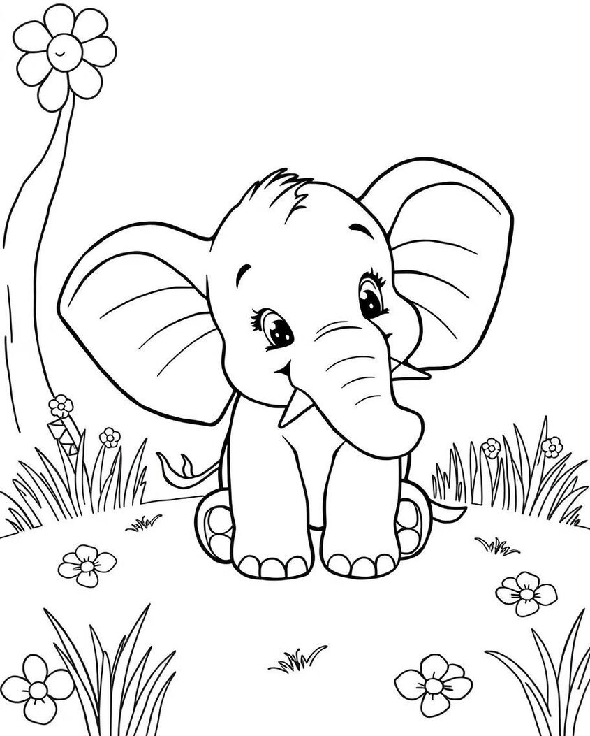 Tranh tô màu con voi 4