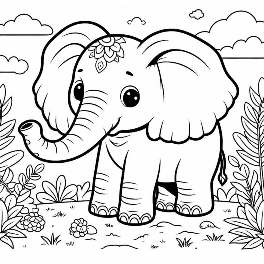 Tranh tô màu con voi 5