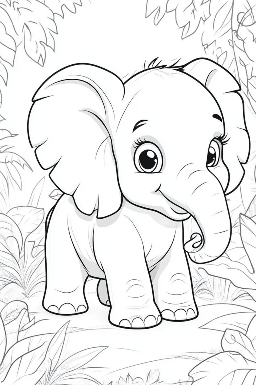 Tranh tô màu con voi 6