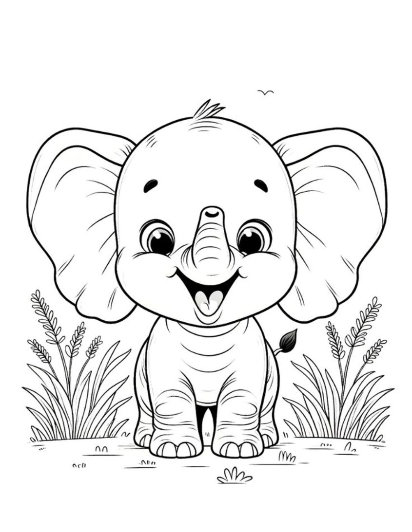 Tranh tô màu con voi 17