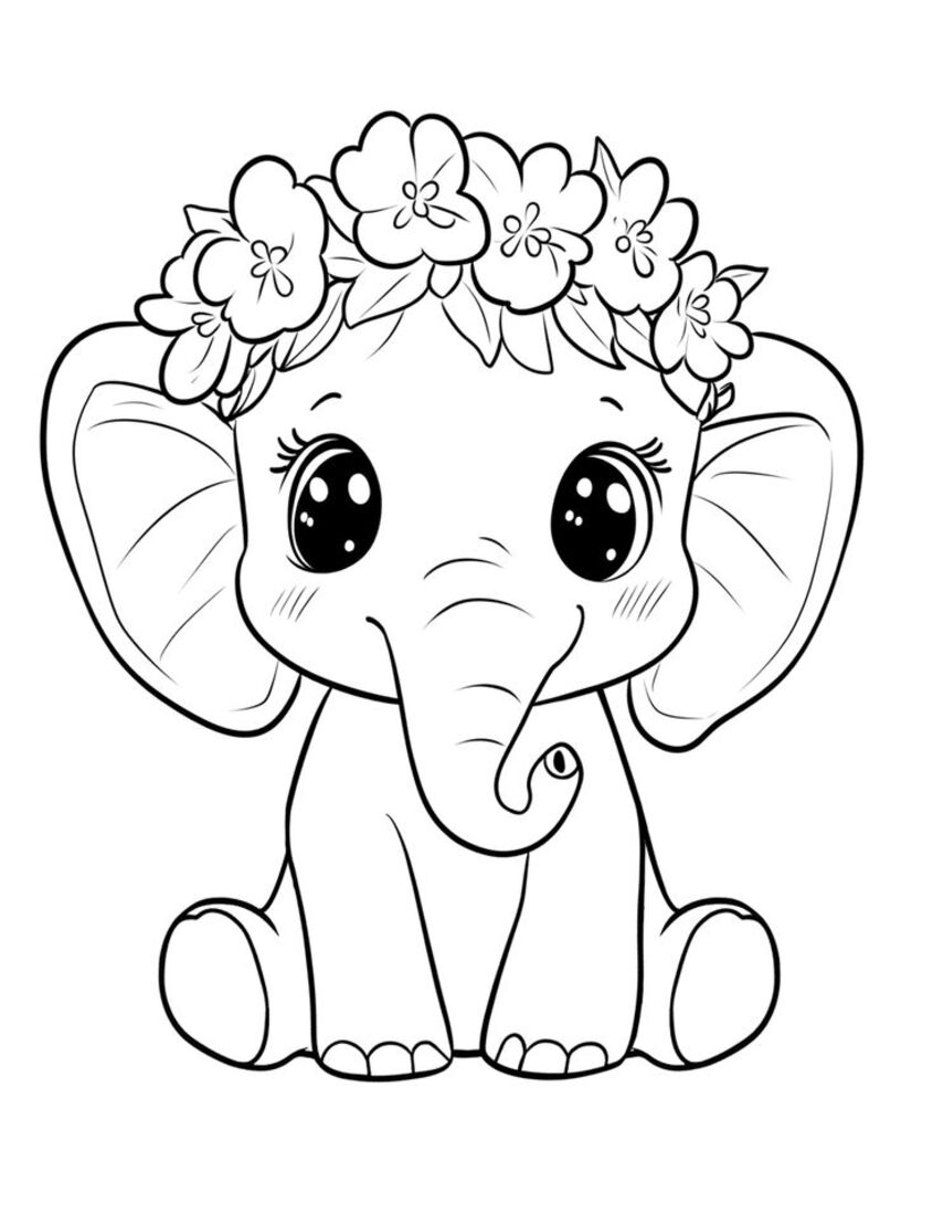 Tranh tô màu con voi 19