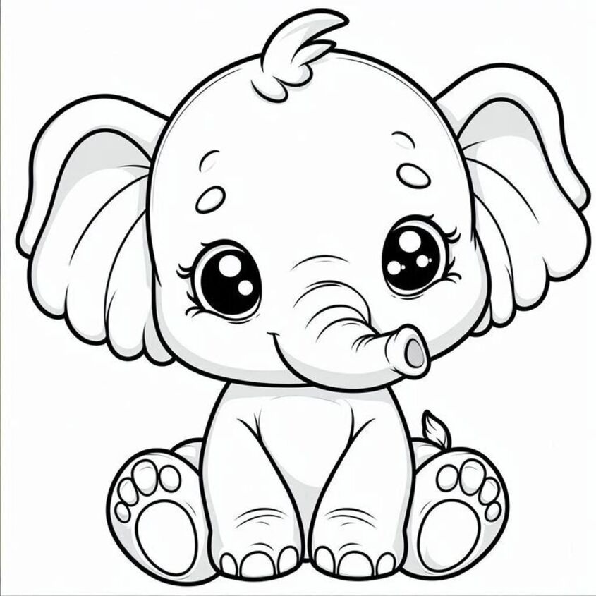 Tranh tô màu con voi 20