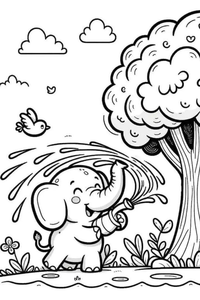 Tranh tô màu con voi 22