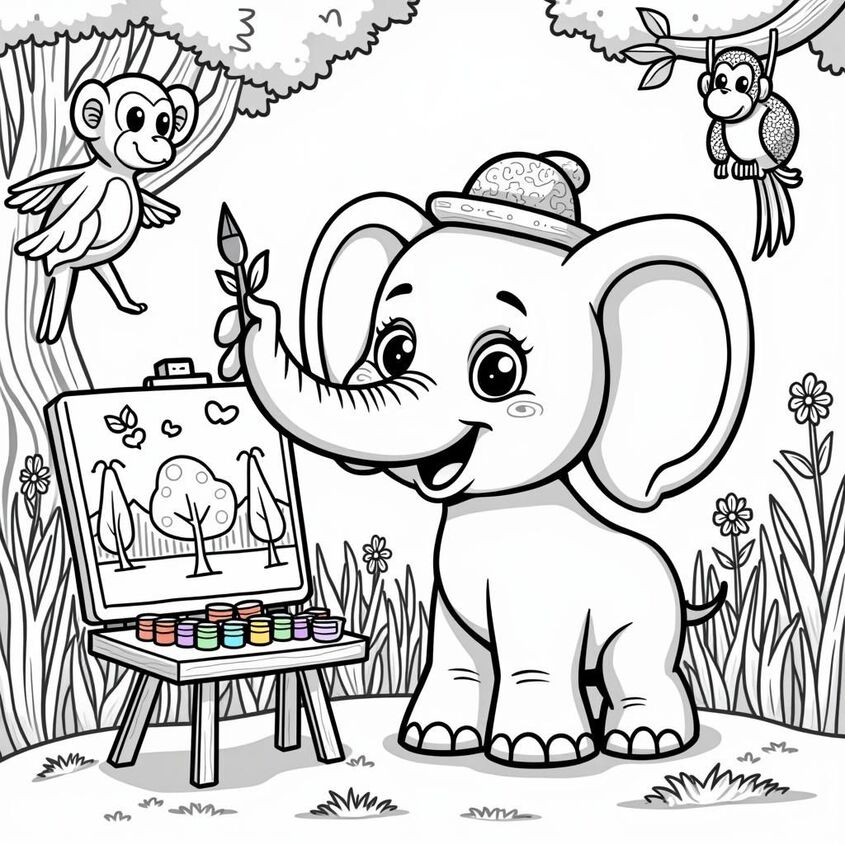 Tranh tô màu con voi 24