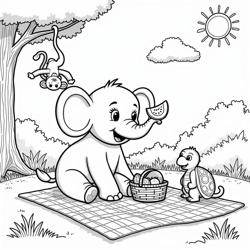 Tranh tô màu con voi 25
