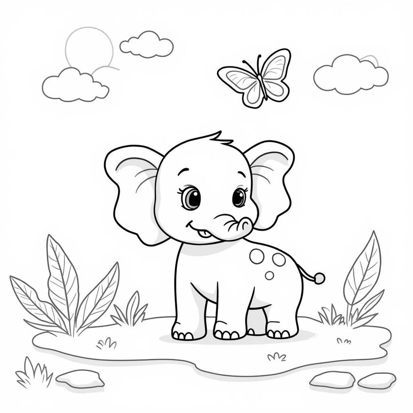 Tranh tô màu con voi 26