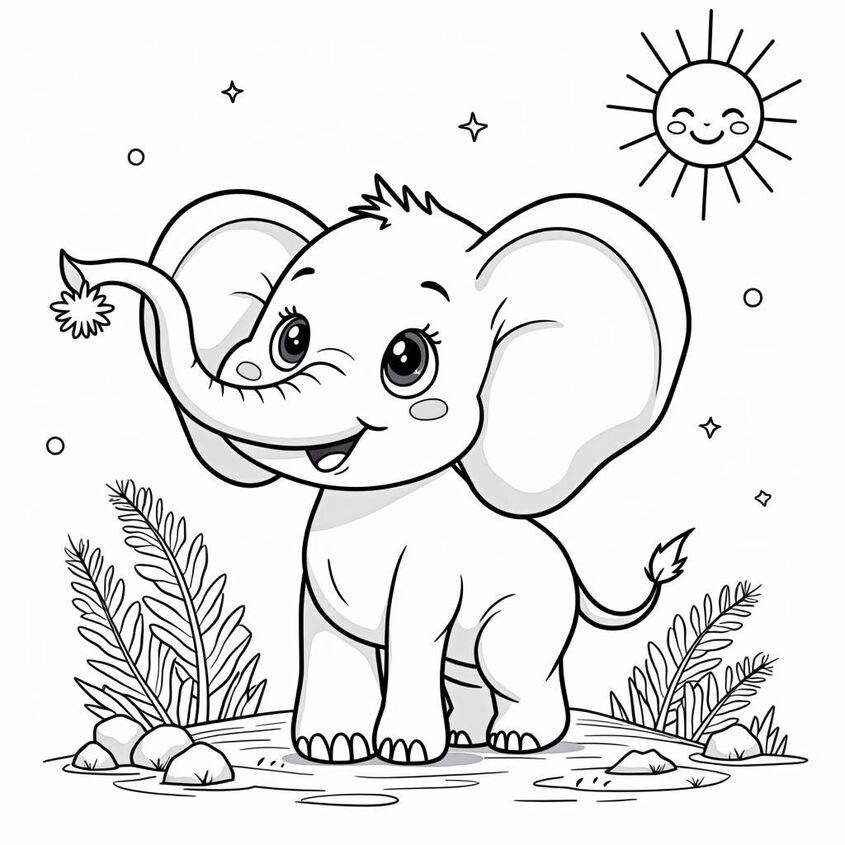 Tranh tô màu con voi 27