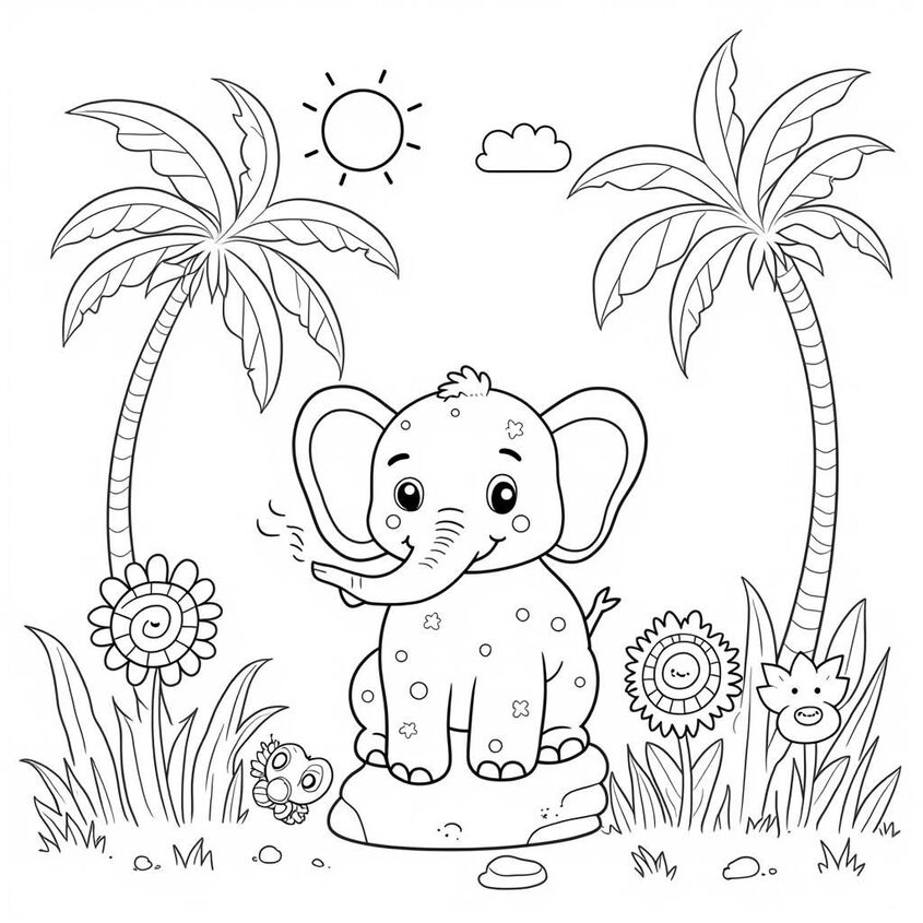Tranh tô màu con voi 28