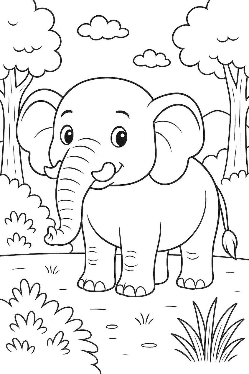 Tranh tô màu con voi 30