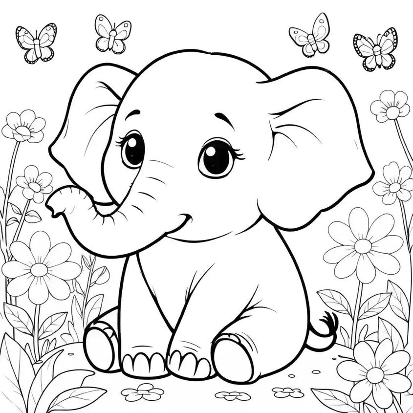 Tranh tô màu con voi 32