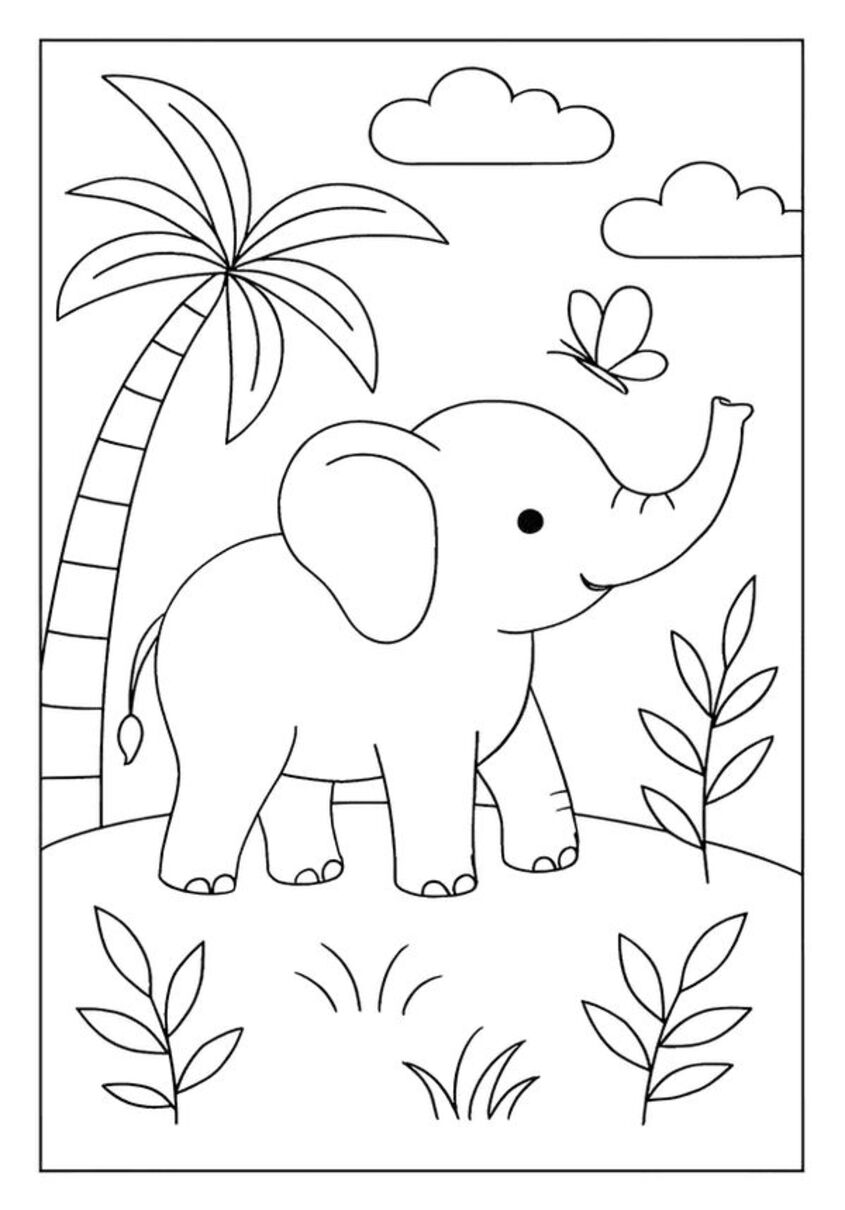Tranh tô màu con voi 33