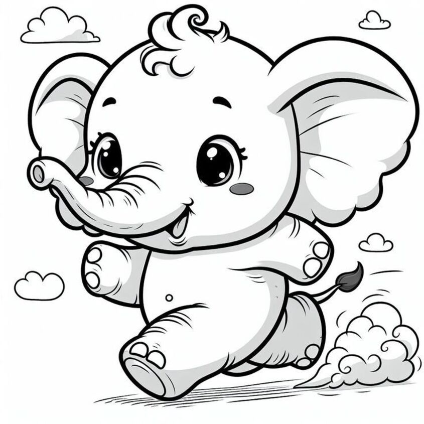 Tranh tô màu con voi 37