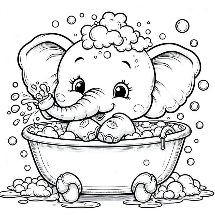 Tranh tô màu con voi 39