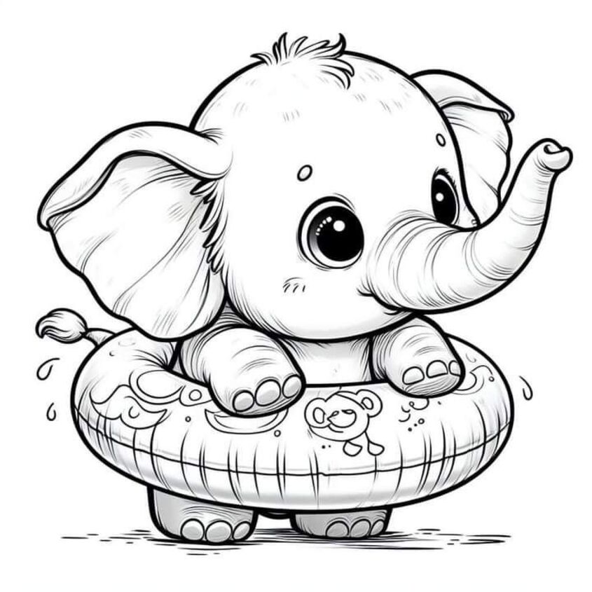 Tranh tô màu con voi 40