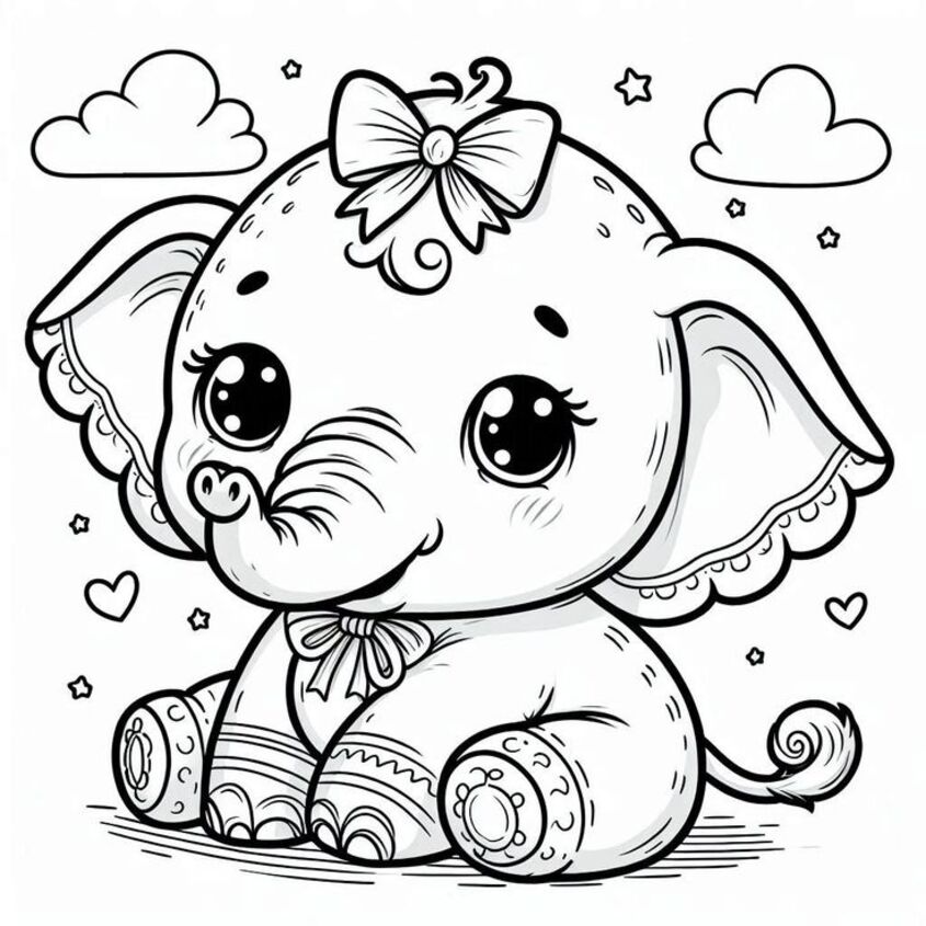 Tranh tô màu con voi 42