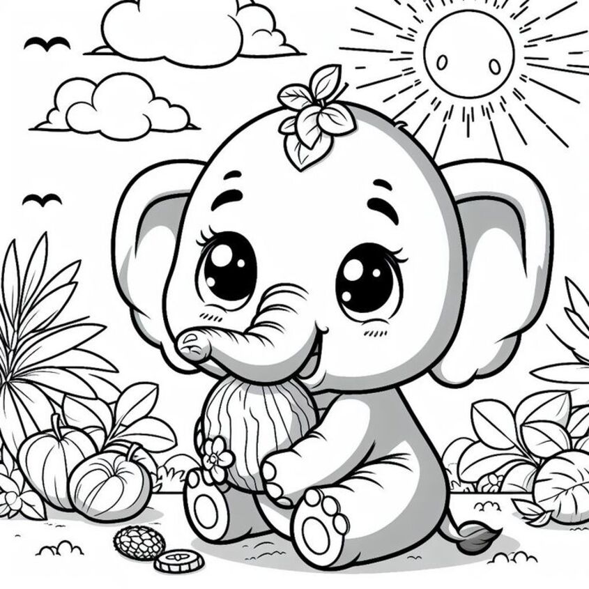 Tranh tô màu con voi 43