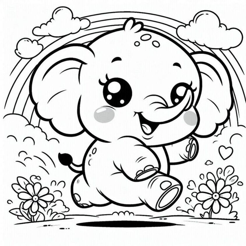 Tranh tô màu con voi 44