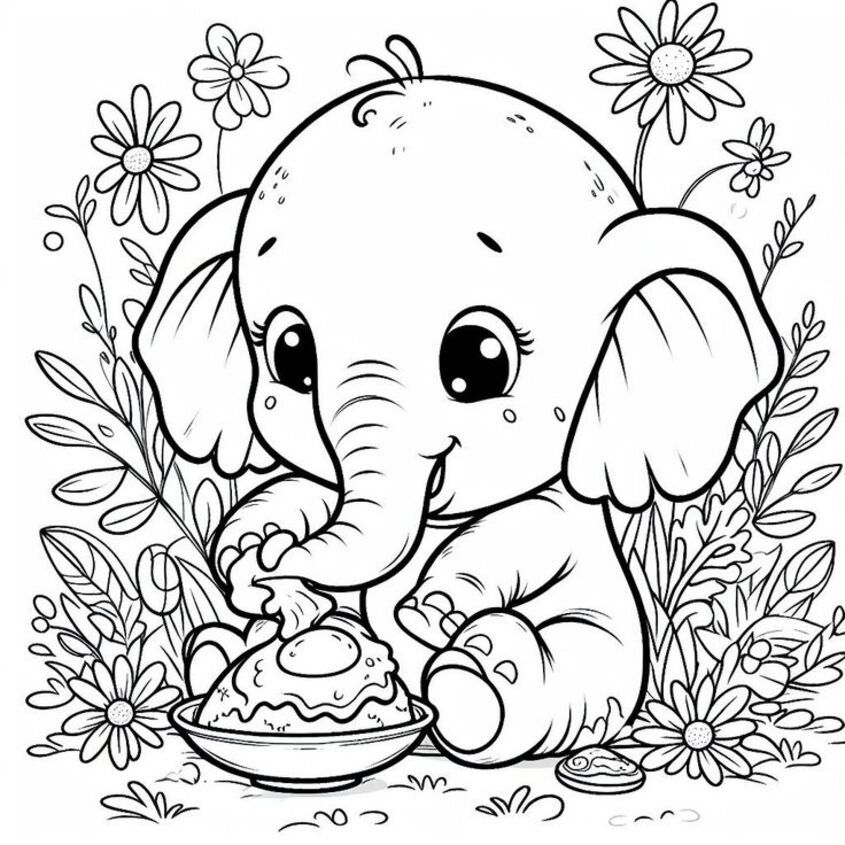 Tranh tô màu con voi 45