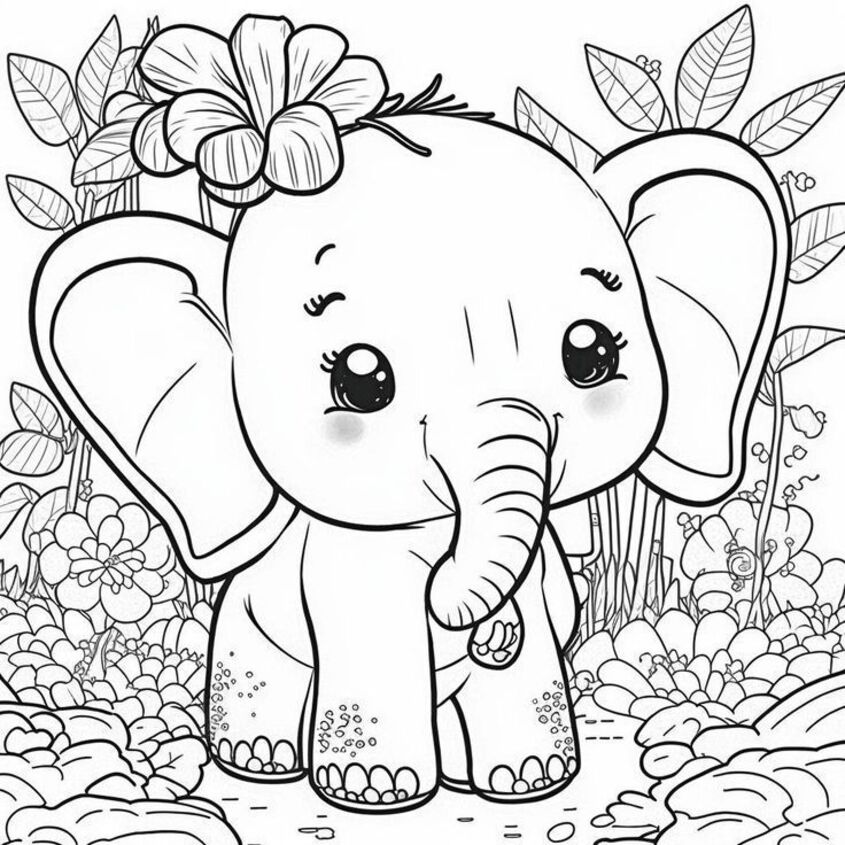 Tranh tô màu con voi 46