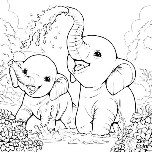 Tranh tô màu con voi 47