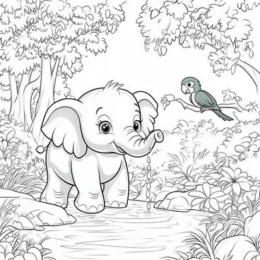 Tranh tô màu con voi 48