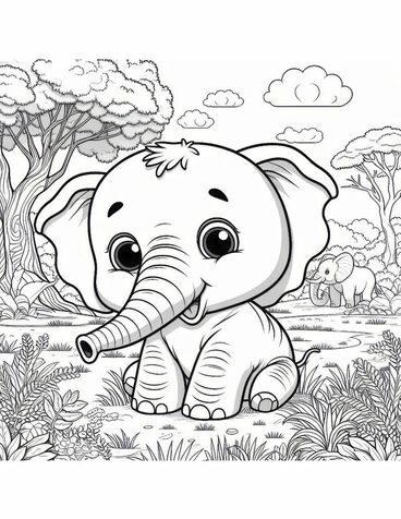 Tranh tô màu con voi 49