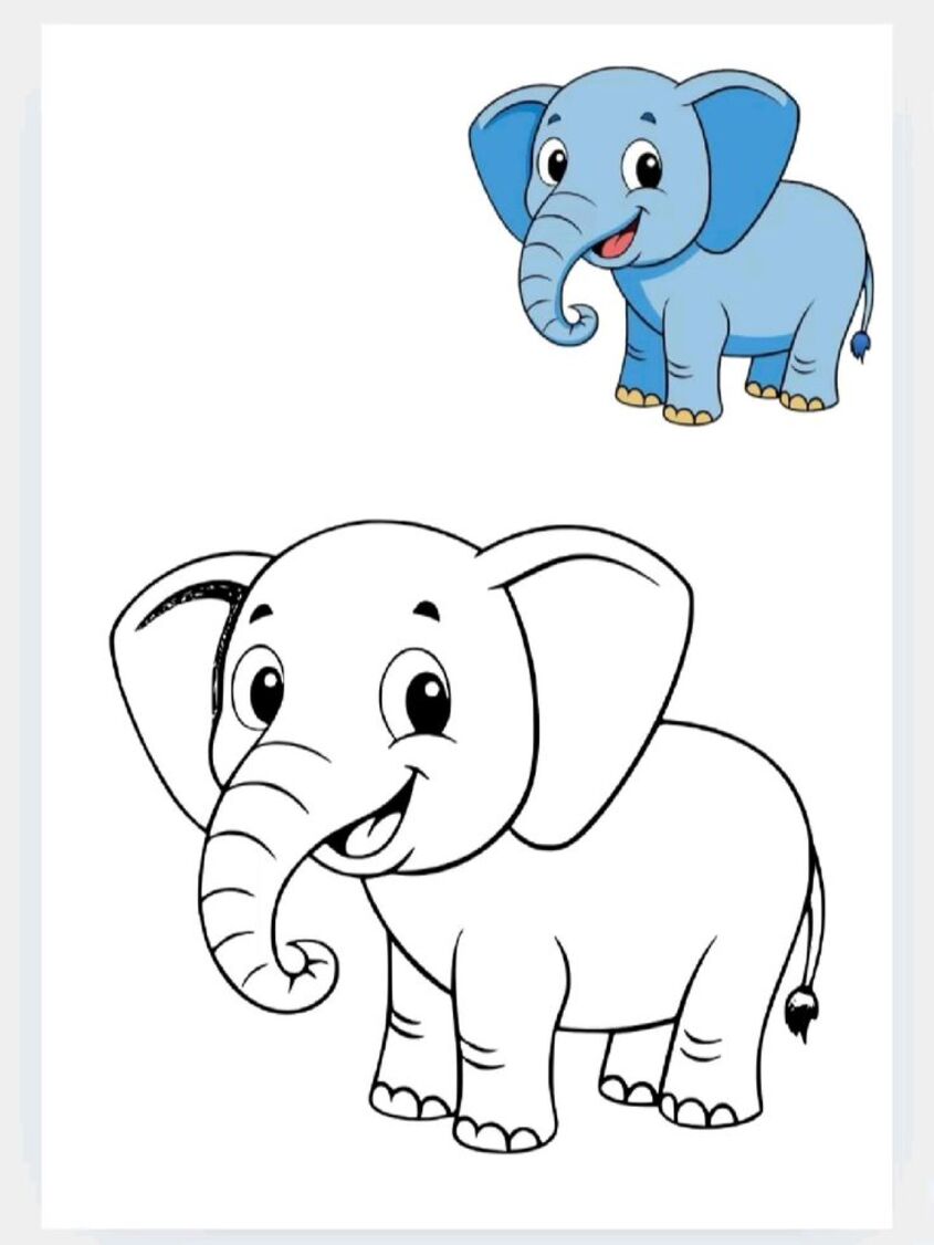 Tranh tô màu con voi 12