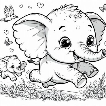 Tranh tô màu con voi 50