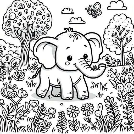 Tranh tô màu con voi 51