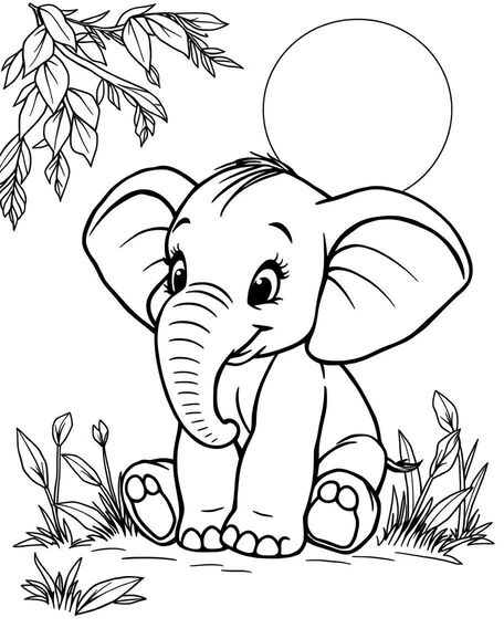 Tranh tô màu con voi 56