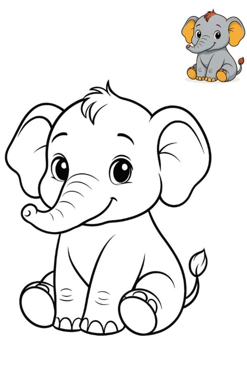 Tranh tô màu con voi 13