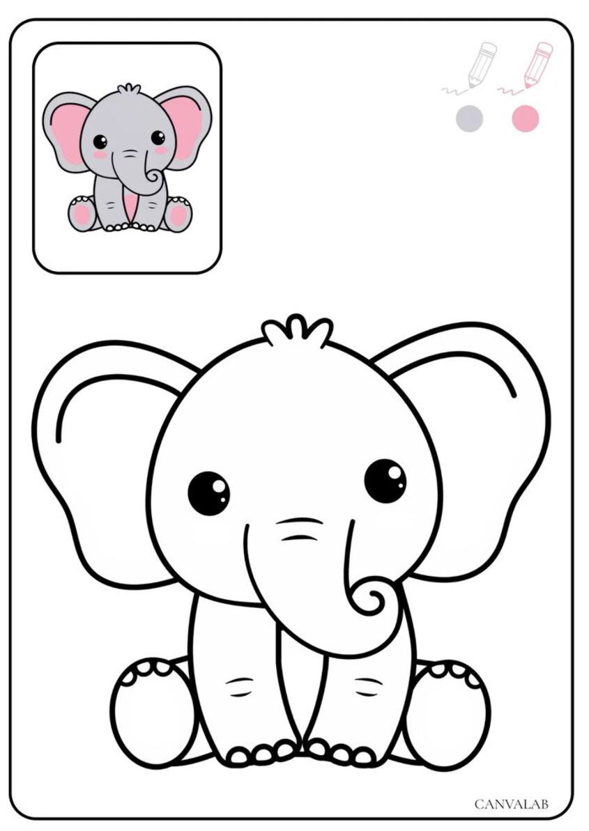 Tranh tô màu con voi 14