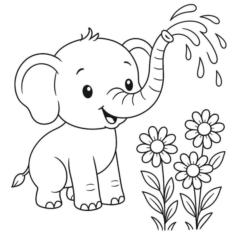 Tranh tô màu con voi 15