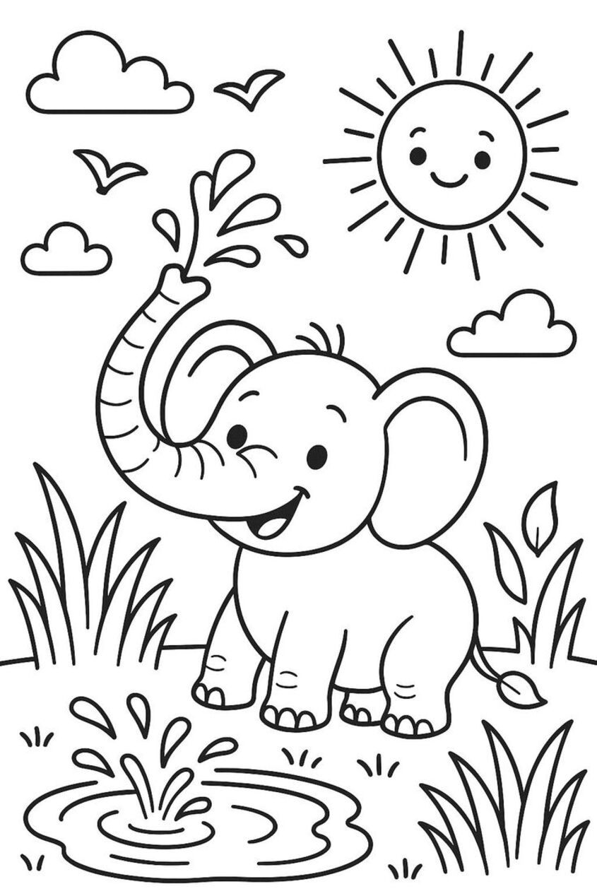 Tranh tô màu con voi 16