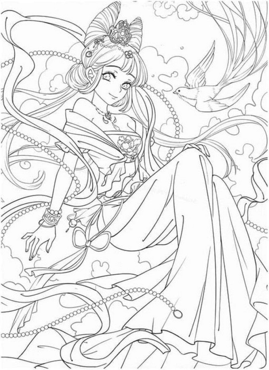 Tranh tô màu công chúa anime số 1