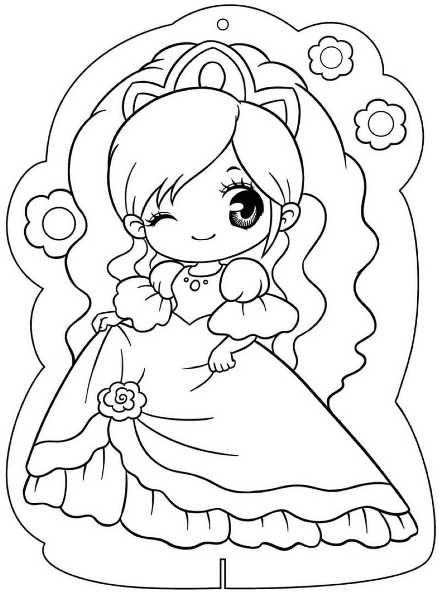 Tranh tô màu công chúa chibi số 1