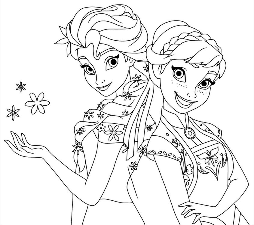 Tranh tô màu Elsa và Anna - 2