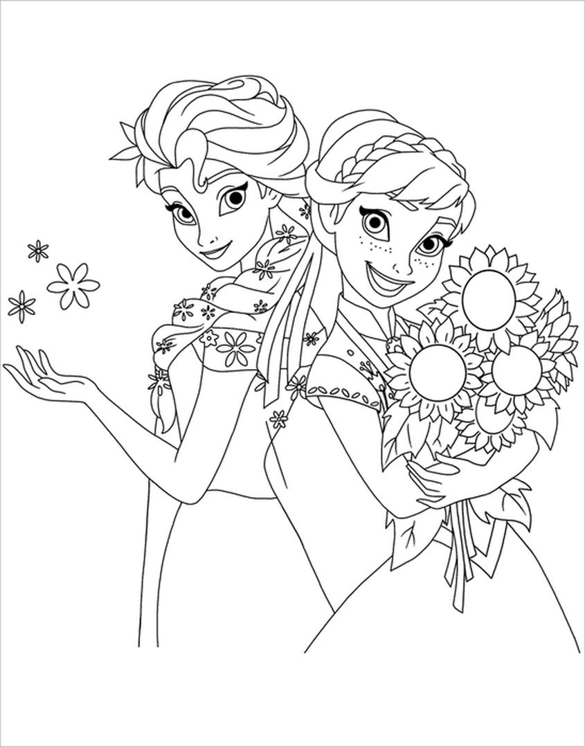 Tranh tô màu Elsa và Anna - 15