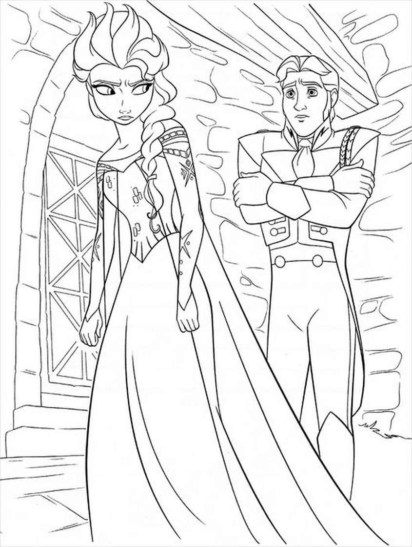 Tranh tô màu Elsa và hoàng tử - 2