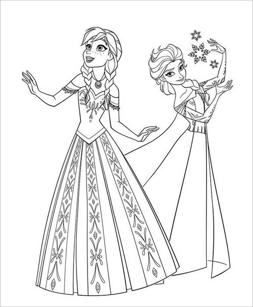 Tranh tô màu Elsa và Anna - 23